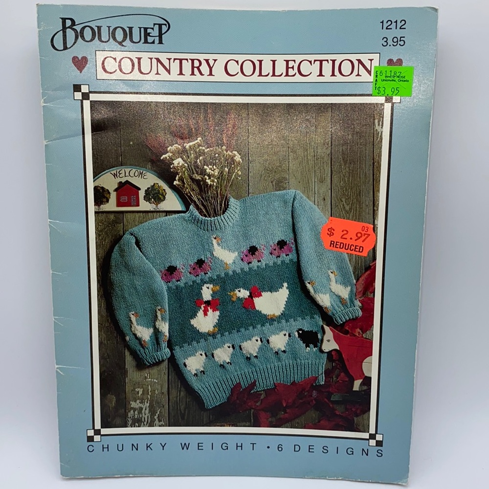 Bouquet Country Collection Sweaters Knitting Pattern Book 1212 Adult 1990s